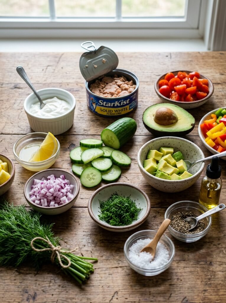 High Protein Low Calorie Tuna Cucumber Avocado Salad 13 Tuna cucumber avocado salad ingr… 202605242227