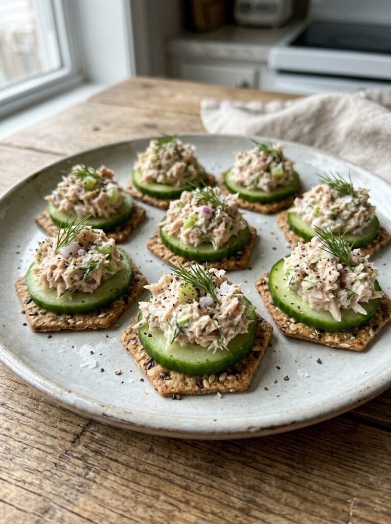 high protein tuna cucumber cracker bites 12 Tuna cucumber cracker bites 202605081655