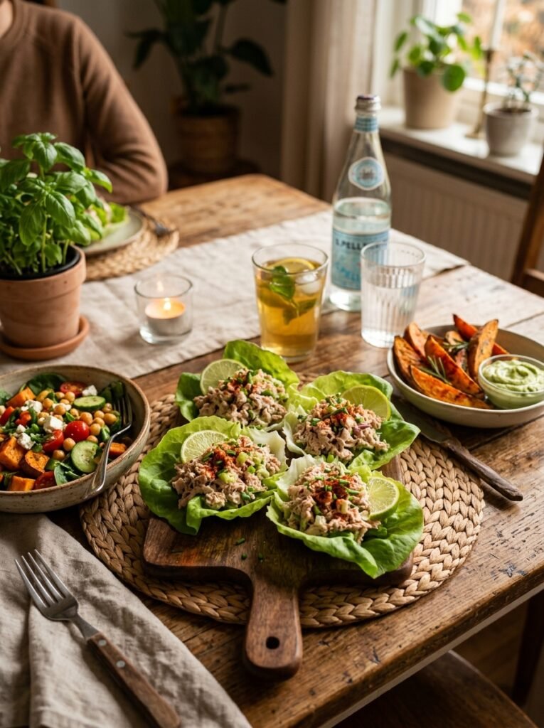 Tuna lettuce burger cups setup 202606051443