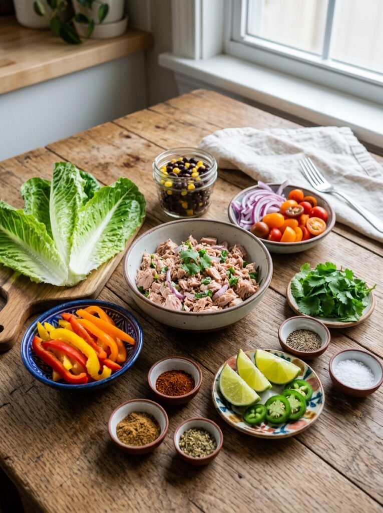 High Protein Low Calorie Tuna Lettuce Fajita Bowl 13 Tuna lettuce fajita bowl ingredi… 202606031508