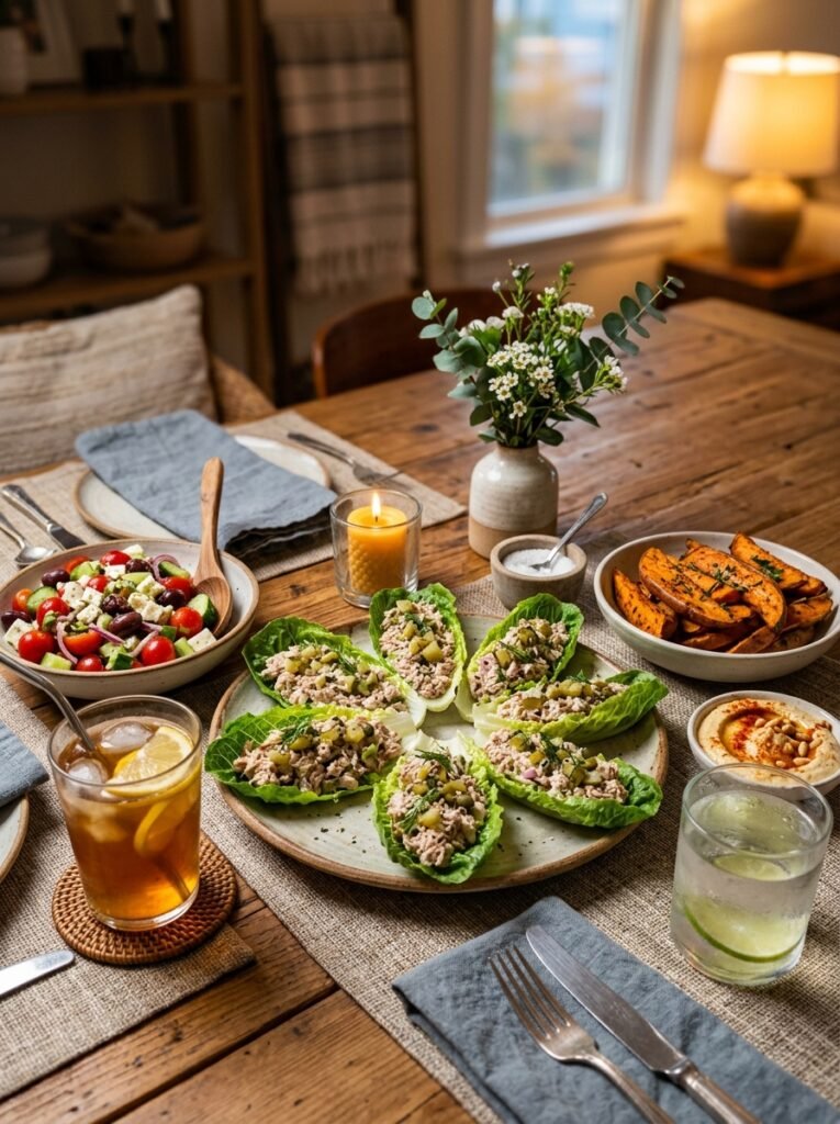 High Protein Tuna Pickle Lettuce Cups 15 Tuna pickle lettuce cups setup 202605311306