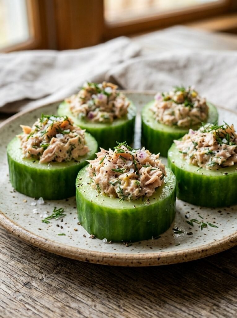Tuna stuffed cucumber rounds 202605230001
