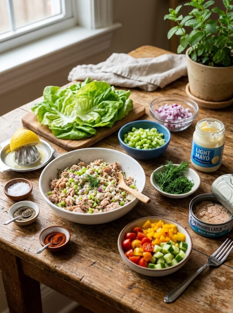 high protein low calorie tuna stuffed lettuce boats 13 Tuna stuffed lettuce boats ingre… 202606081416