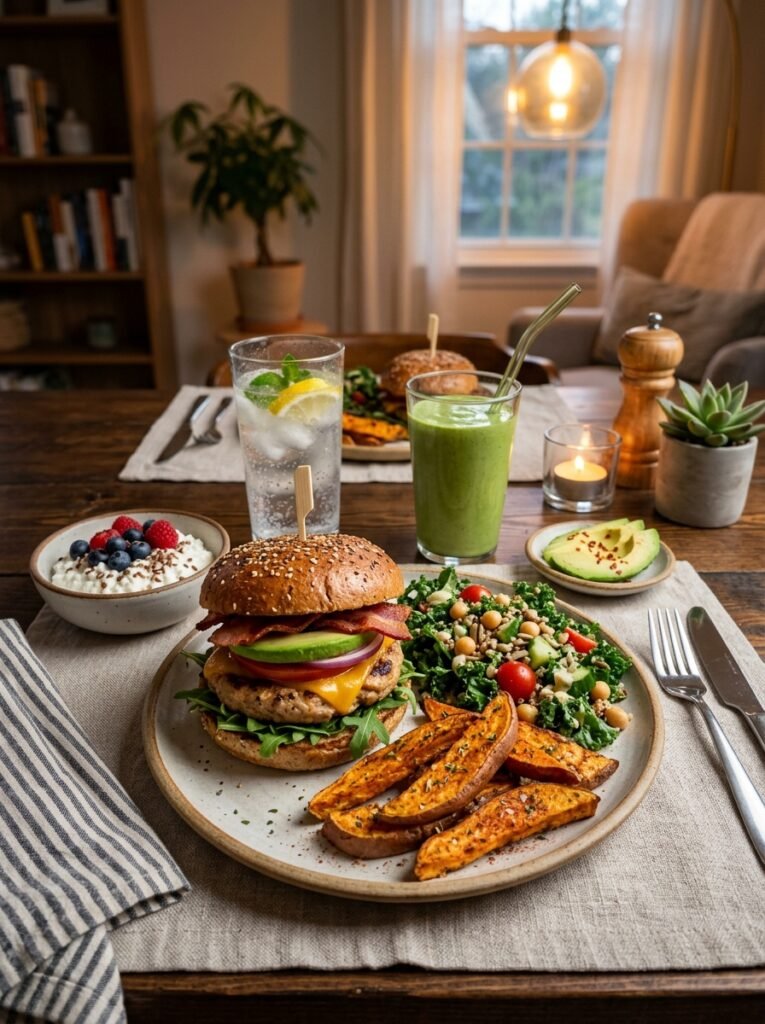 Easy High Protein Turkey Burger Avocado Plate 15 Turkey burger avocado plate 202605242313