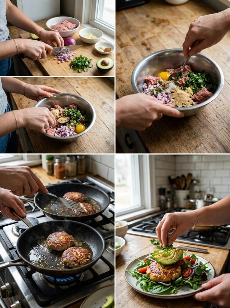 Easy High Protein Turkey Burger Avocado Plate 14 Turkey burger avocado plate process 202605242313