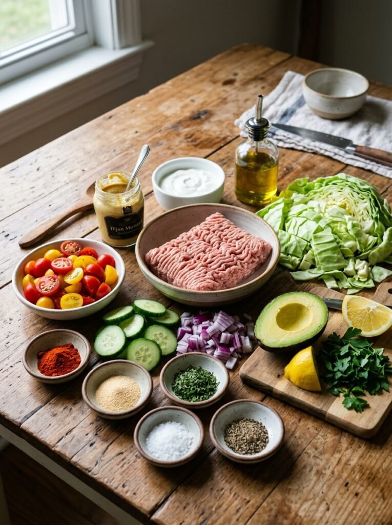 High Protein Low Calorie Turkey Cabbage Burger Bowl 13 Turkey cabbage burger bowl ingre… 202605202301
