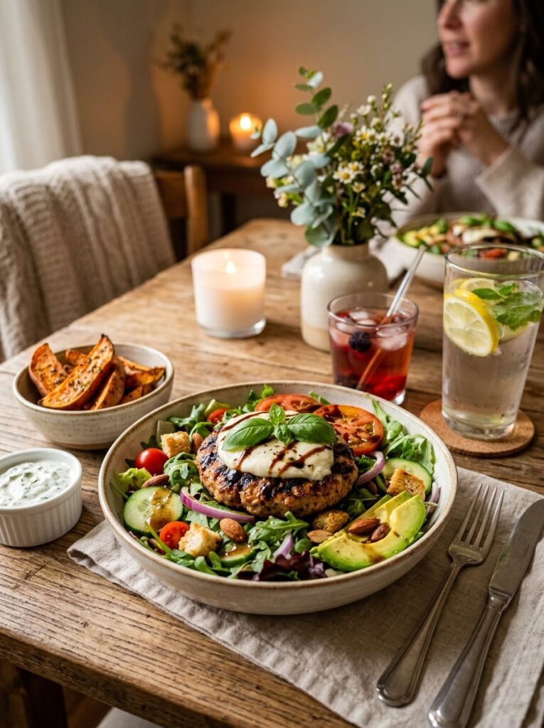high protein turkey caprese burger salad 15 Turkey caprese burger salad setup 202605152029
