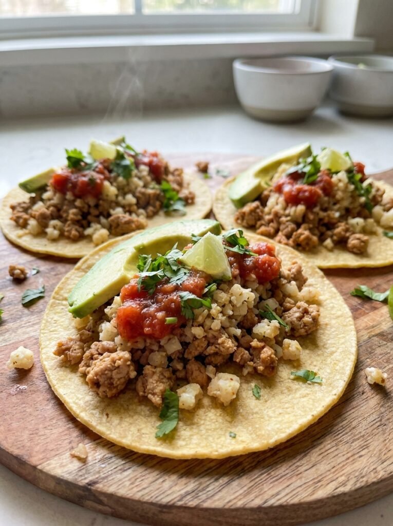 High Protein Low Calorie Turkey Cauliflower Rice Tacos 12 Turkey cauliflower rice tacos 202605132114