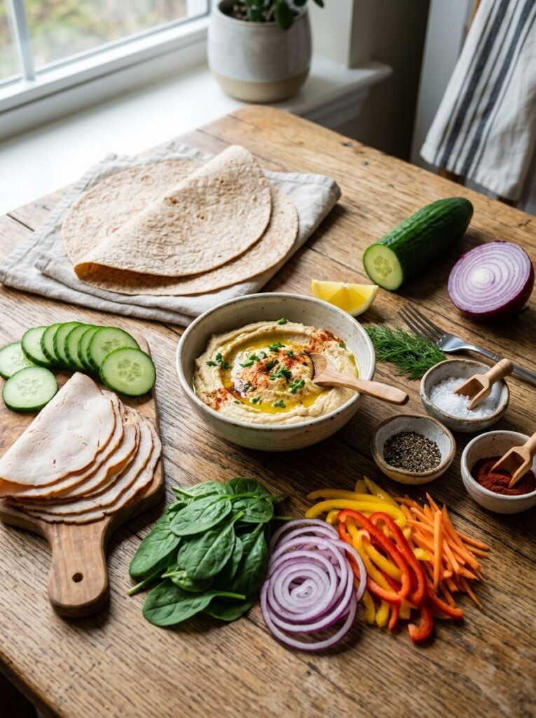 High Protein Turkey Cucumber Hummus Lunch Wrap: Ultimate Easy Healthy Recipe 2 Turkey cucumber hummus lunch wrap 202605231224
