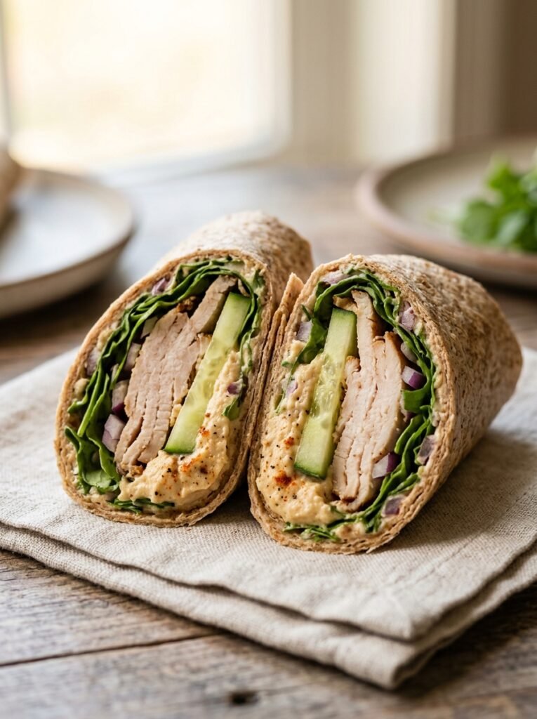 High Protein Turkey Cucumber Hummus Lunch Wrap: Ultimate Easy Healthy Recipe 1 Turkey cucumber hummus wrap 202605231224