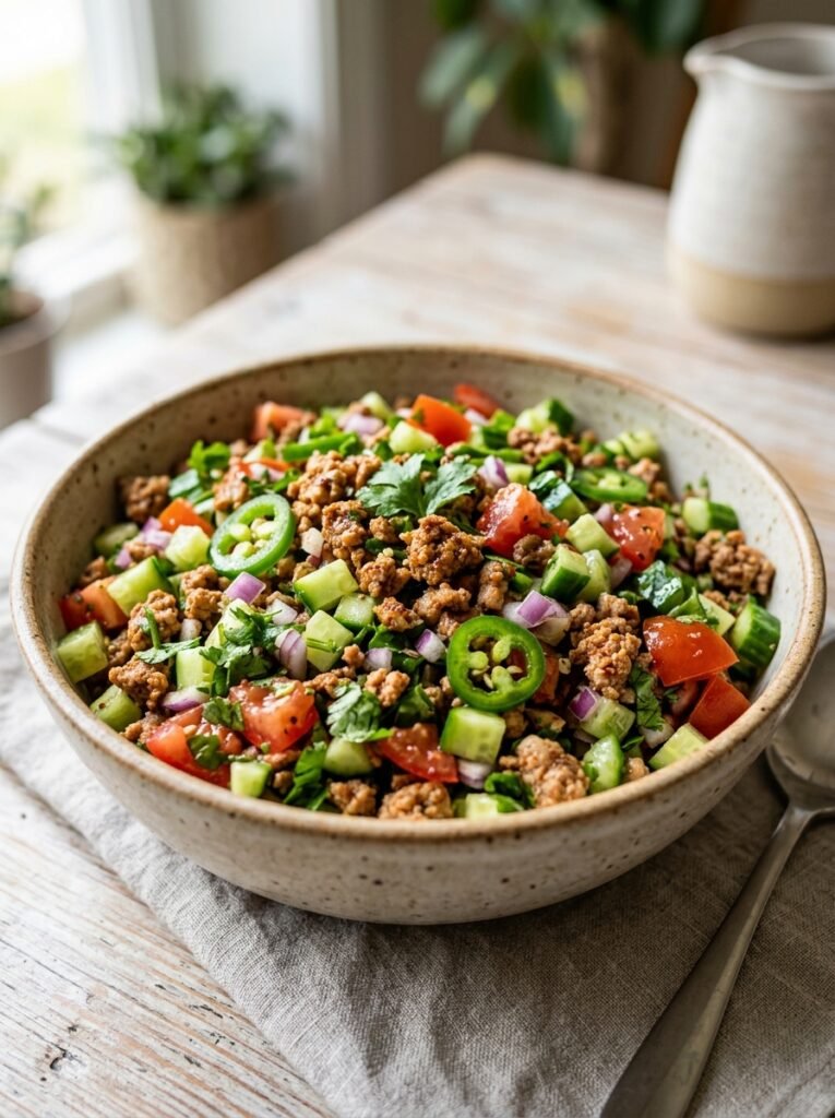 high protein low calorie turkey cucumber salsa bowl 12 Turkey cucumber salsa bowl 202606061606