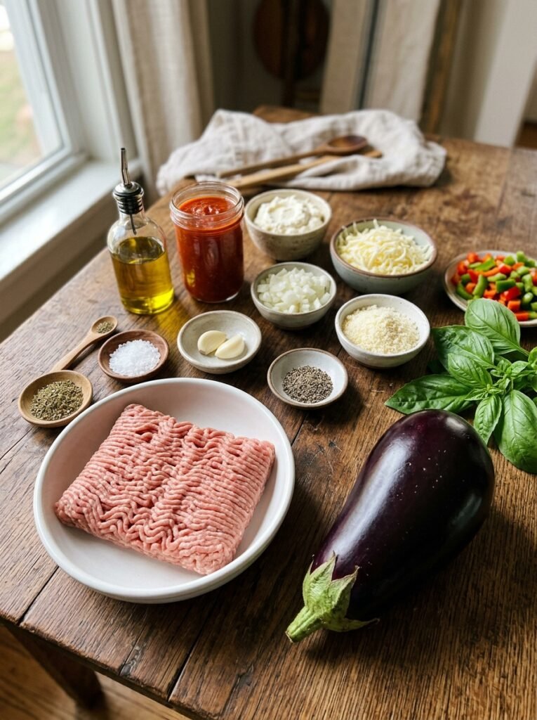High Protein Turkey Eggplant Lasagna Skillet 13 Turkey eggplant lasagna ingredie… 202605102059