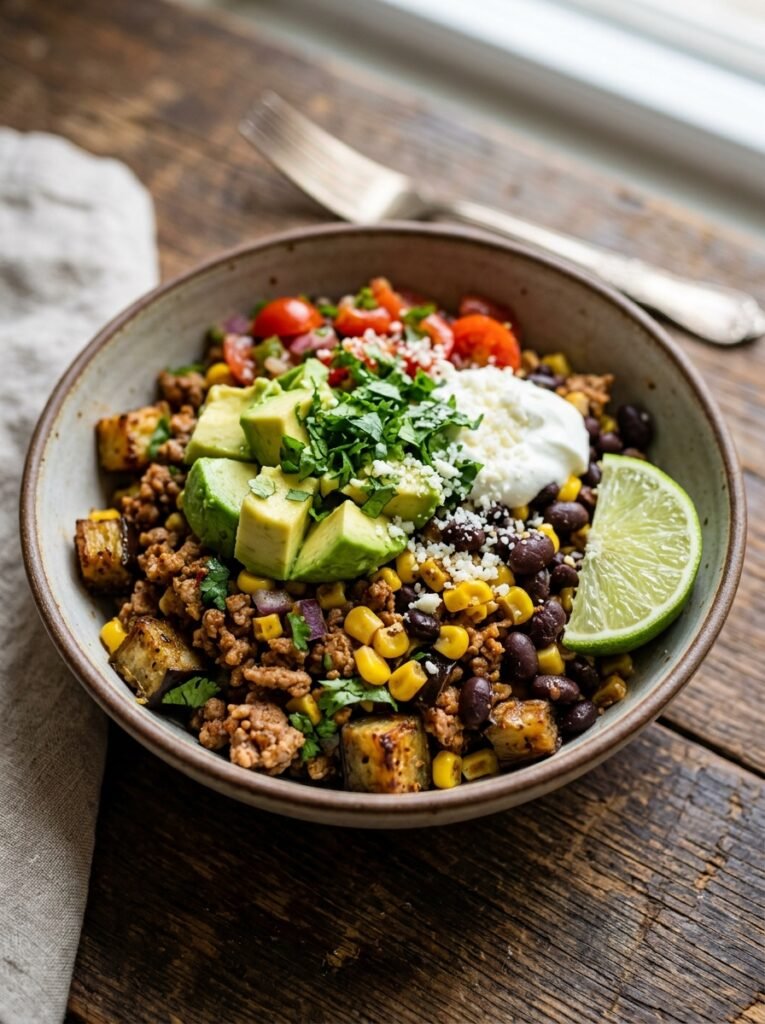 High Protein Low Calorie Turkey Eggplant Taco Bowl 12 Turkey eggplant taco bowl 202605281522