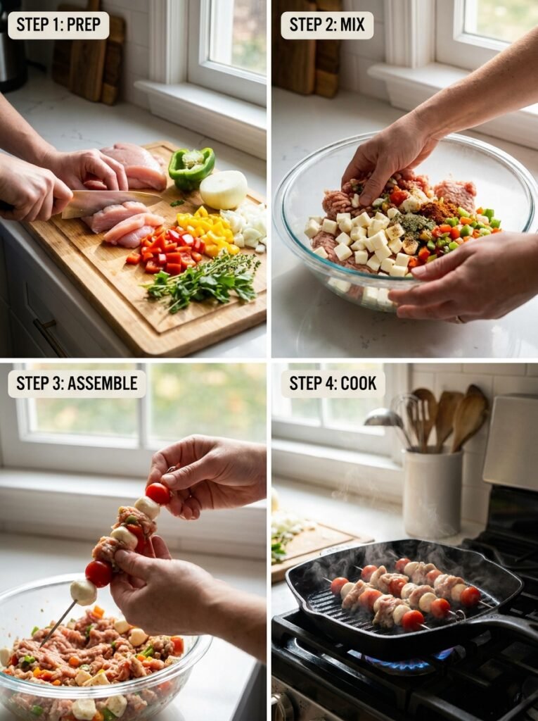Turkey mozzarella skewers cookin… 202605132120