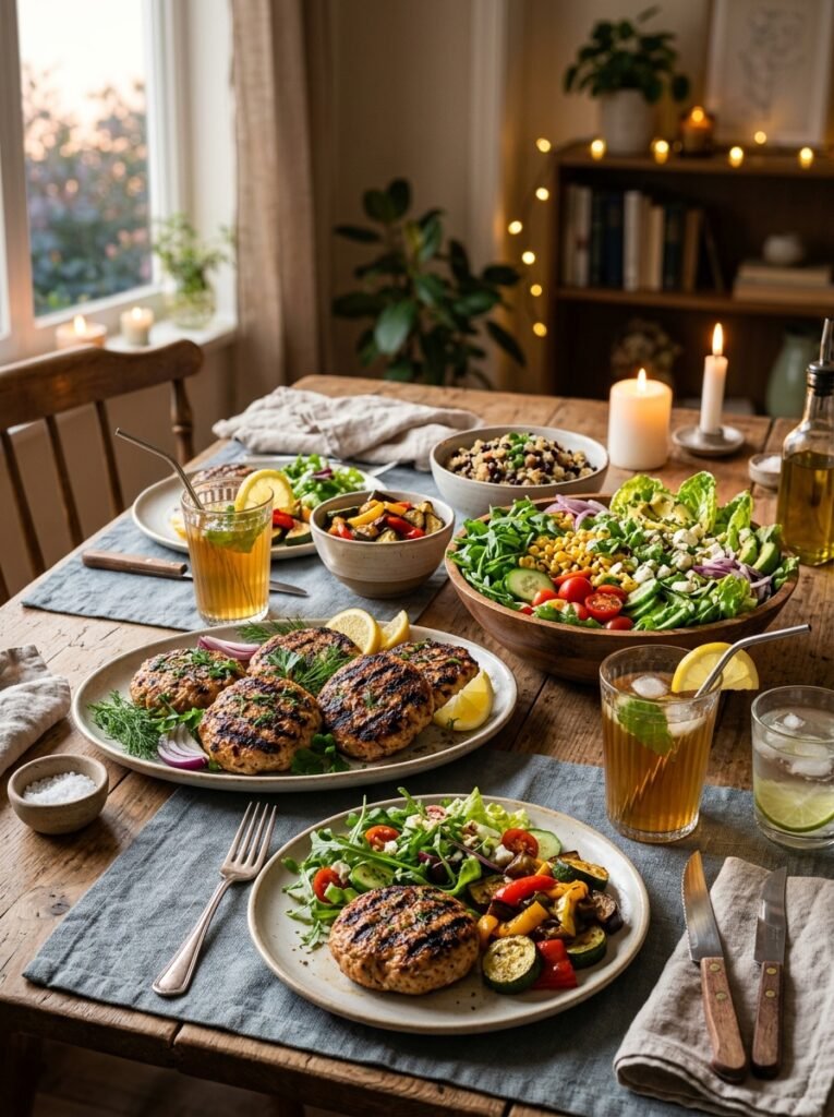 Turkey patties summer salad 202606021245