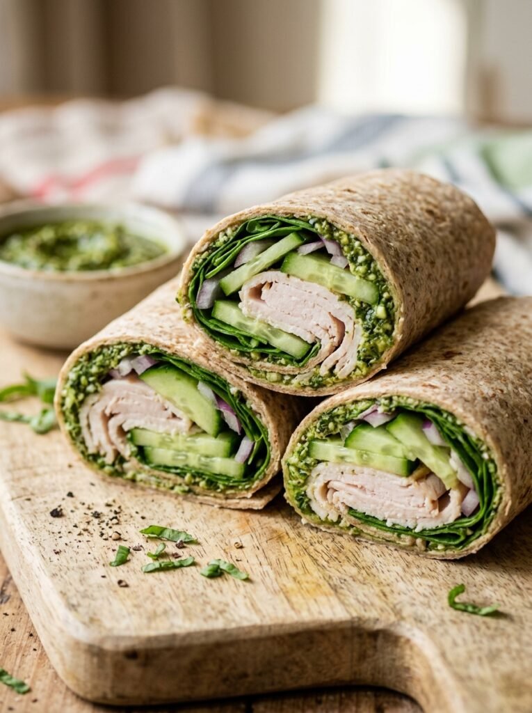 Turkey pesto cucumber wraps 202606101505