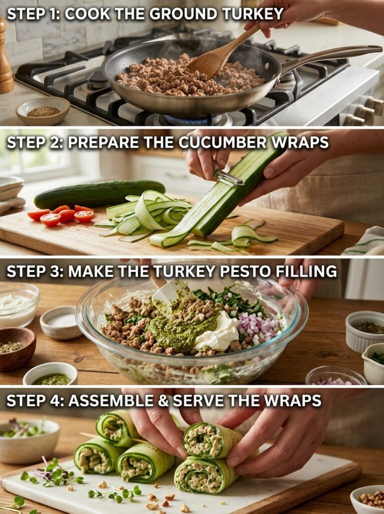 easy high protein turkey pesto cucumber wraps 14 Turkey pesto cucumber wraps cooking 202606101506