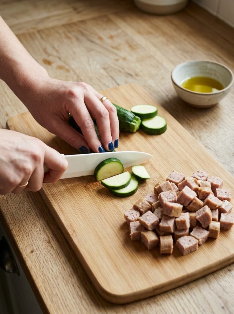 Easy High Protein Turkey Sausage Zucchini Pan 14 Turkey sausage zucchini pan cooking 202605152047