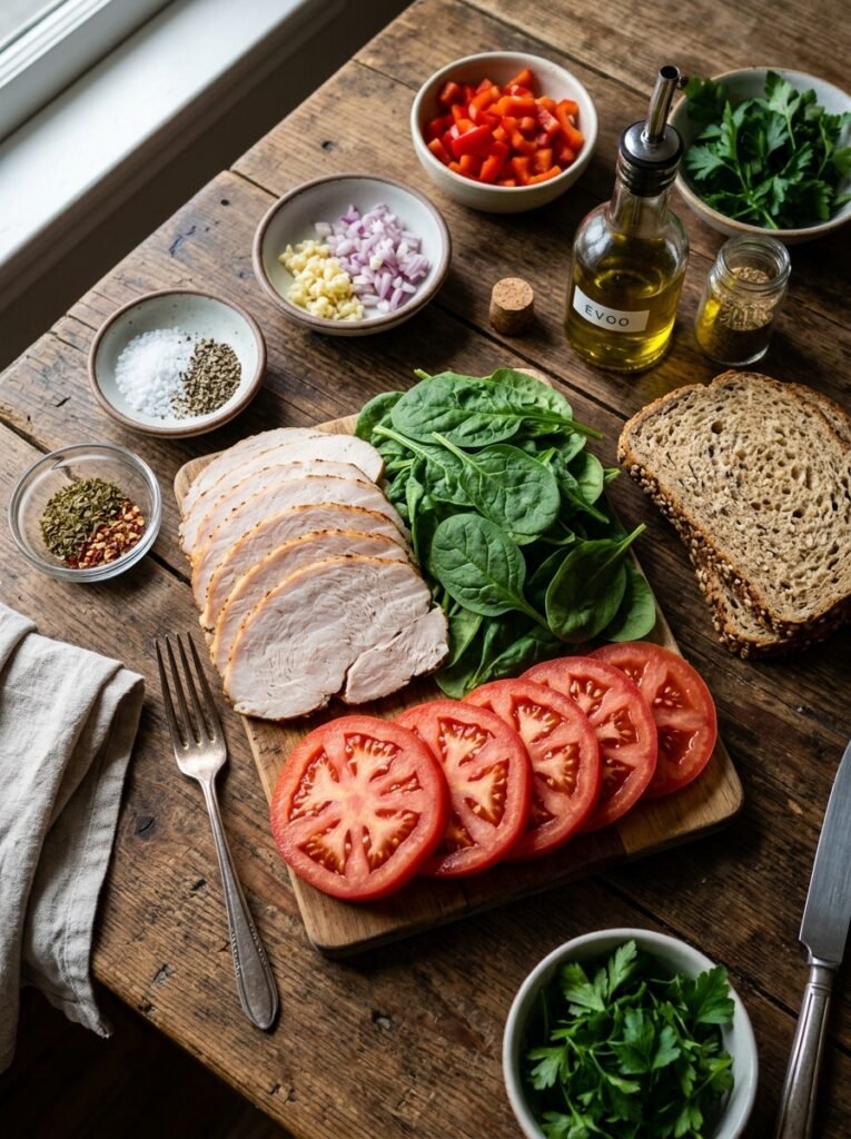 High Protein Turkey Spinach Tomato Lunch Stack 13 Turkey spinach tomato lunch stack 202605301359 1