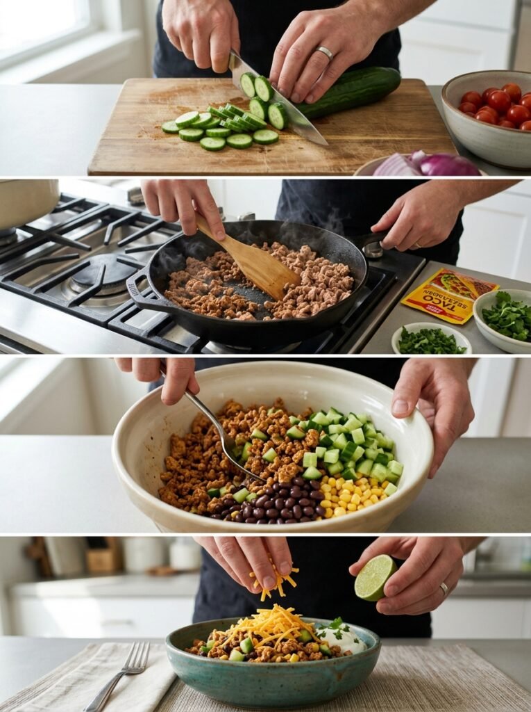 Turkey taco cucumber bowl cooking 202605112354