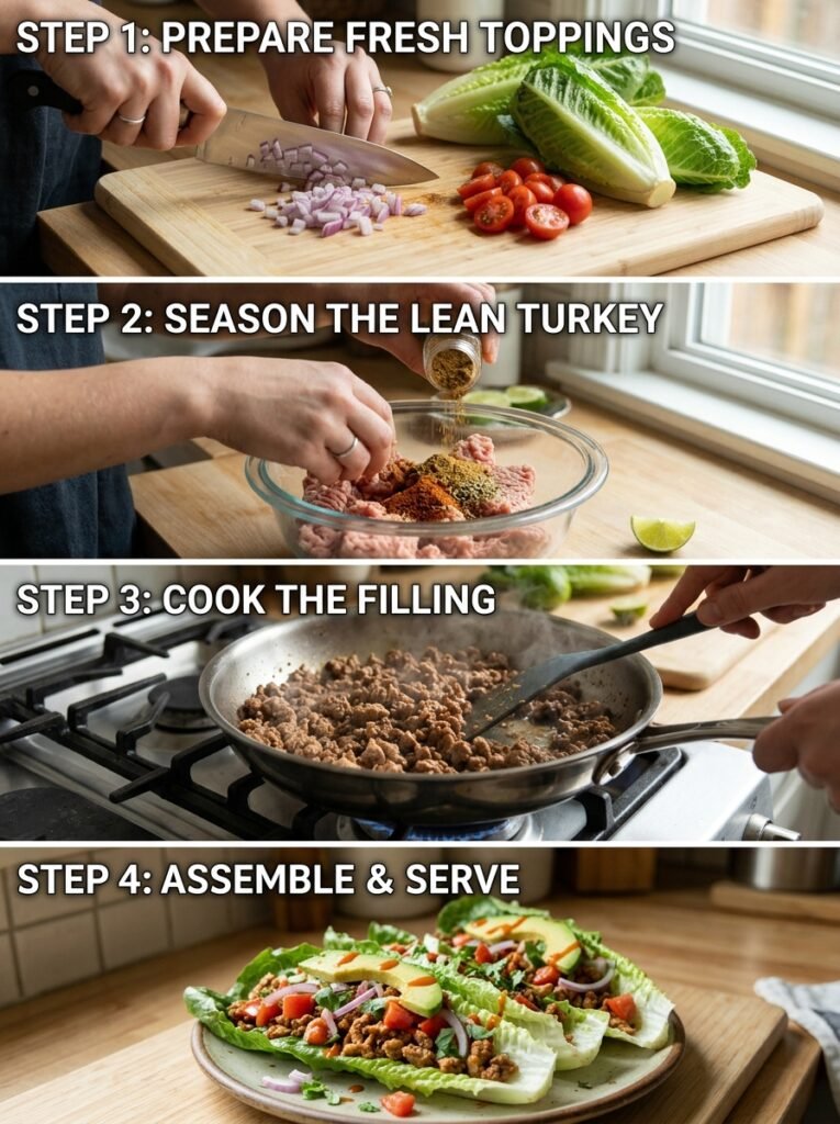 Turkey taco lettuce plates cooking 202605202345
