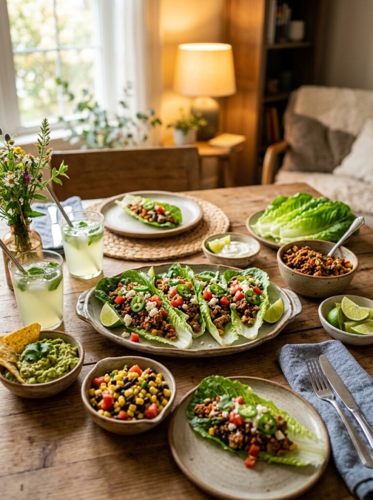 Turkey taco lettuce plates setup 202605202345