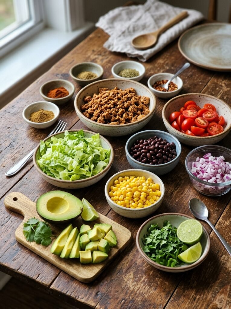high protein turkey taco tomato lunch salad 13 Turkey taco salad ingredients ar… 202606091351