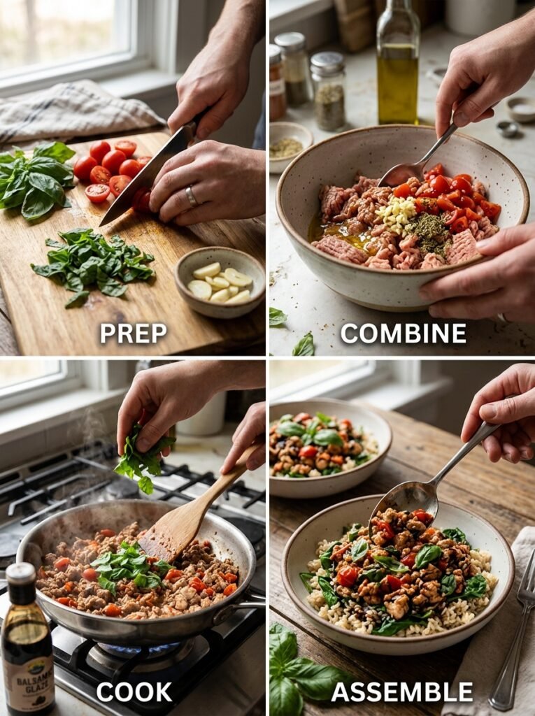 Turkey tomato basil bowls cooking 202606071333