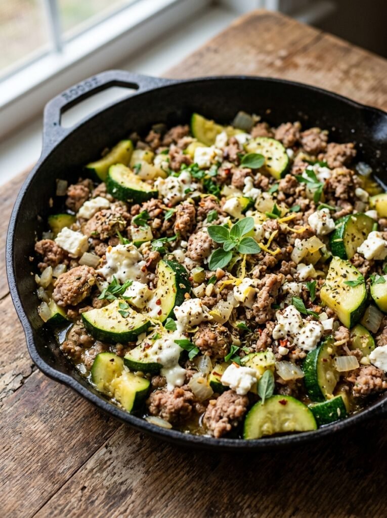 easy high protein turkey zucchini feta skillet 12 Turkey zucchini feta skillet 202606041449