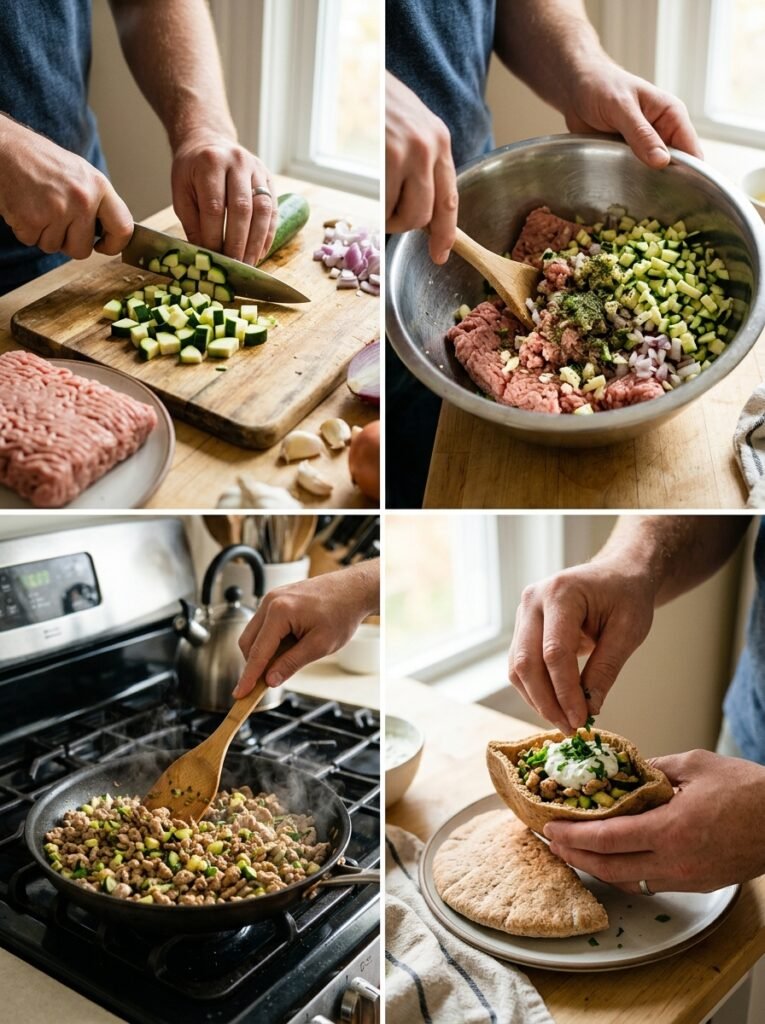 Turkey zucchini pita lunch process 202605031359