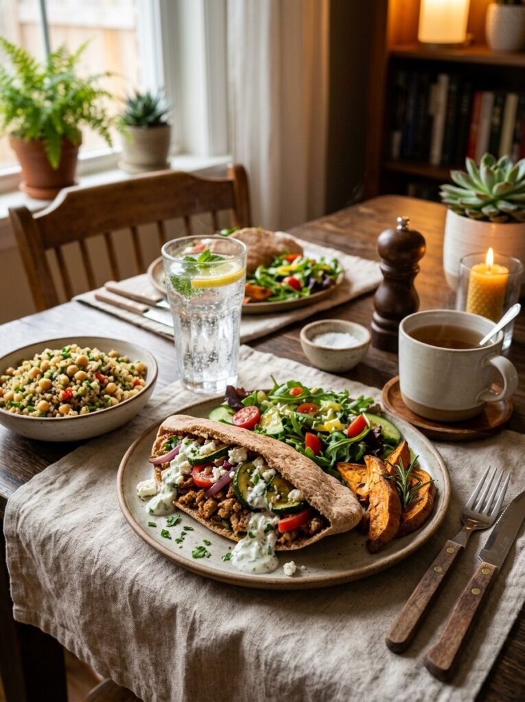 Turkey zucchini pita lunch setup 202605031359