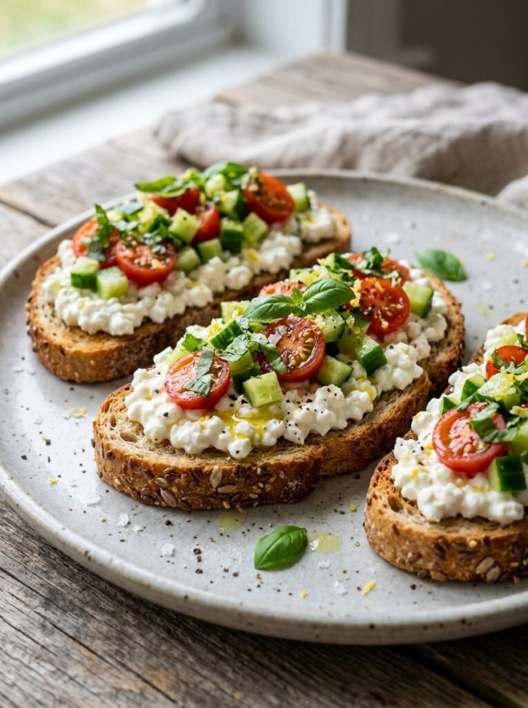 Cottage cheese cucumber bruschetta 202606051535