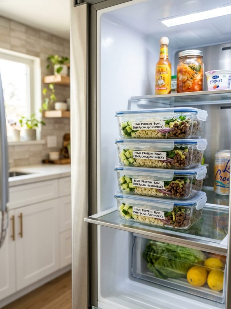 Easy High Protein Beef Cauliflower Cucumber Bowls: A Complete Recipe Guide 16 Food storage containers beef bowls 202606032001